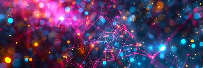 Abstract 3D Background with Neon Lights and Geometric Shapes