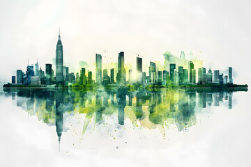 Obraz premium City skyline. Environment protection, green future