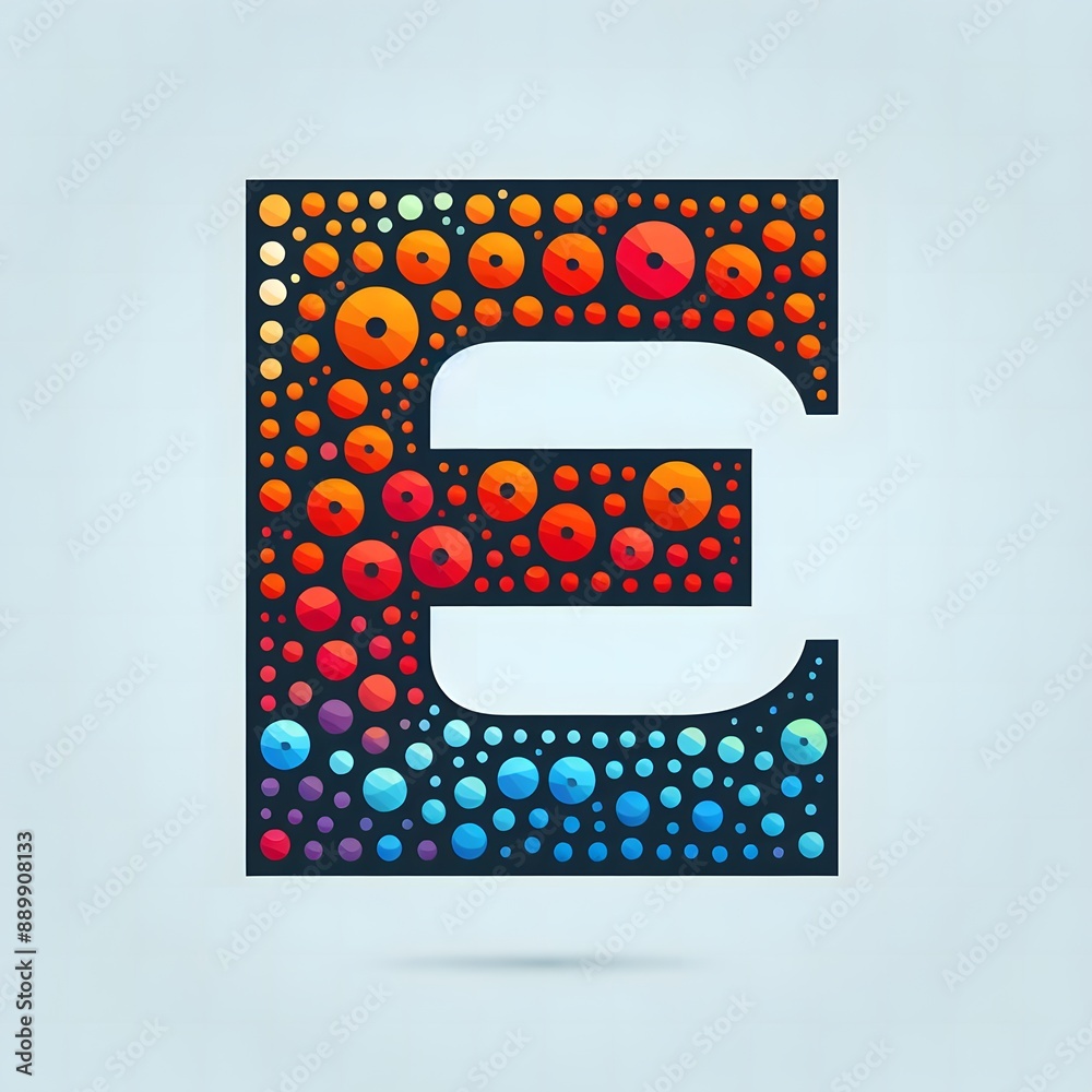 Fototapete AI Generate of Logo Letter E created using random color dots