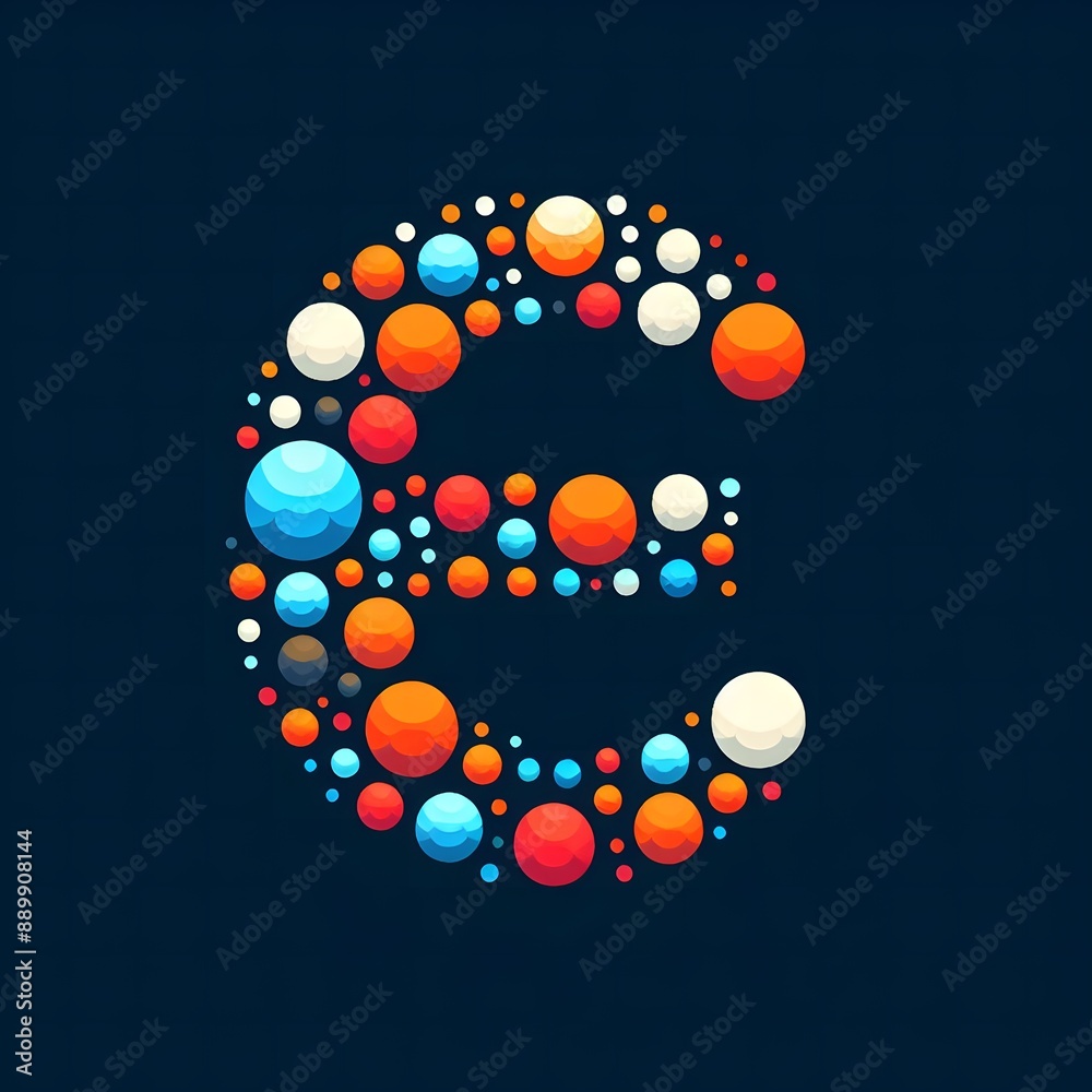 Fototapete AI Generate of Logo Letter E created using random color dots