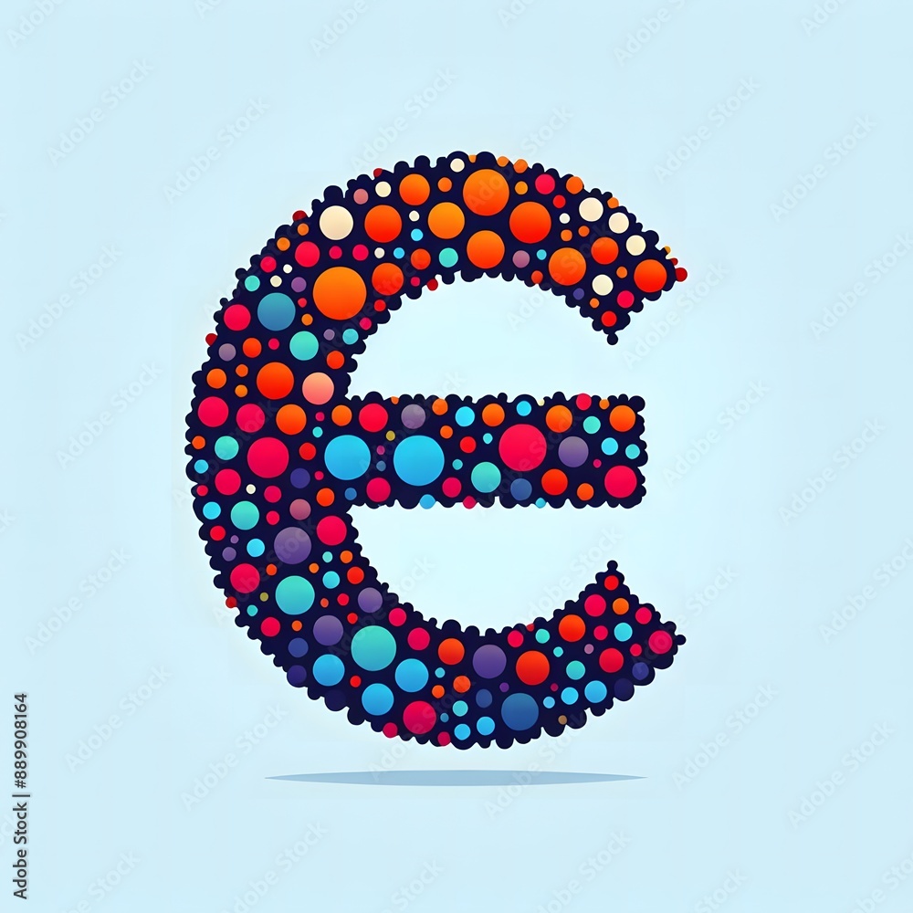 Fototapete AI Generate of Logo Letter E created using random color dots