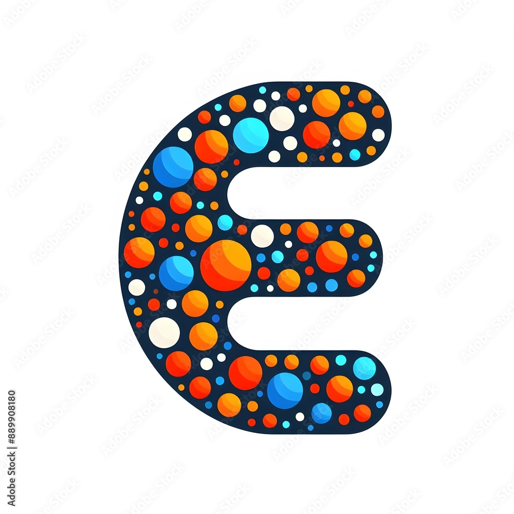 Fototapete AI Generate of Logo Letter E created using random color dots