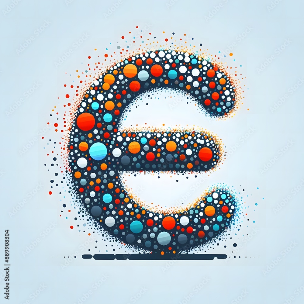 Fototapete AI Generate of Logo Letter E created using random color dots