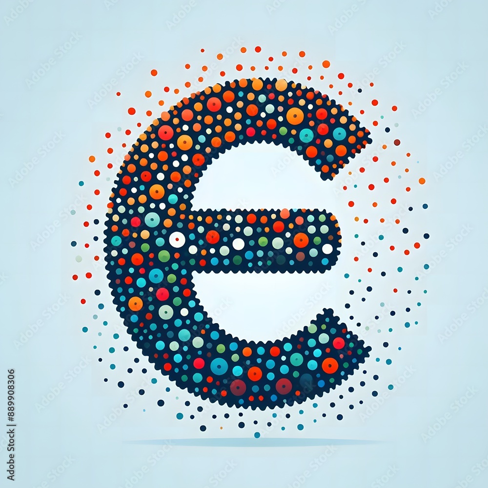 Fototapete AI Generate of Logo Letter E created using random color dots