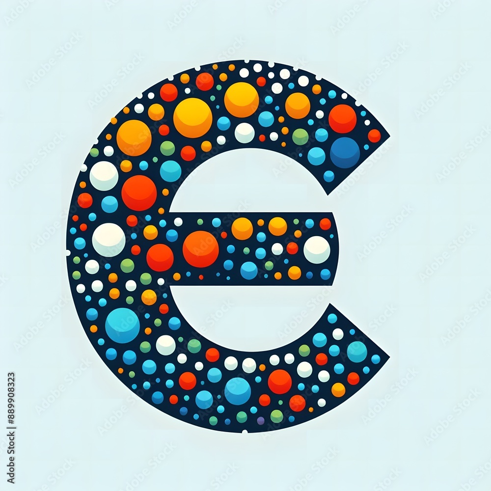 Fototapete AI Generate of Logo Letter E created using random color dots