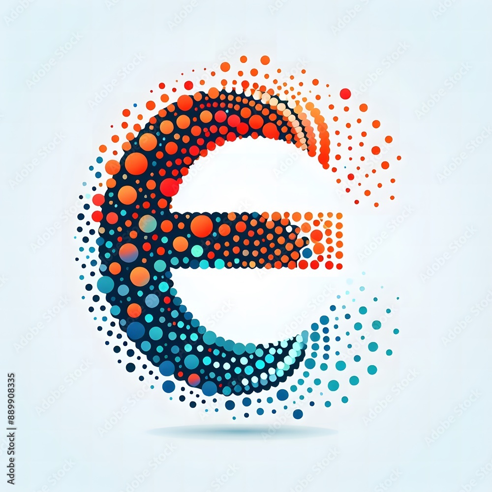 Fototapete AI Generate of Logo Letter E created using random color dots