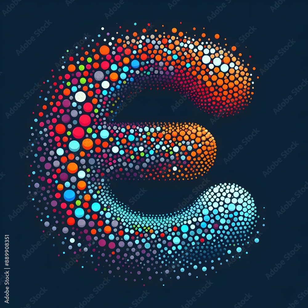 Fototapete AI Generate of Logo Letter E created using random color dots