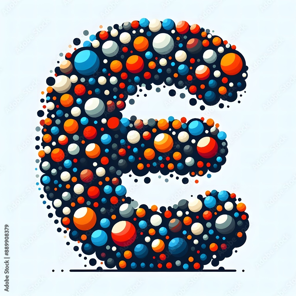 Fototapete AI Generate of Logo Letter E created using random color dots