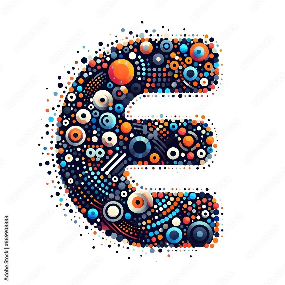 Fototapete AI Generate of Logo Letter E created using random color dots
