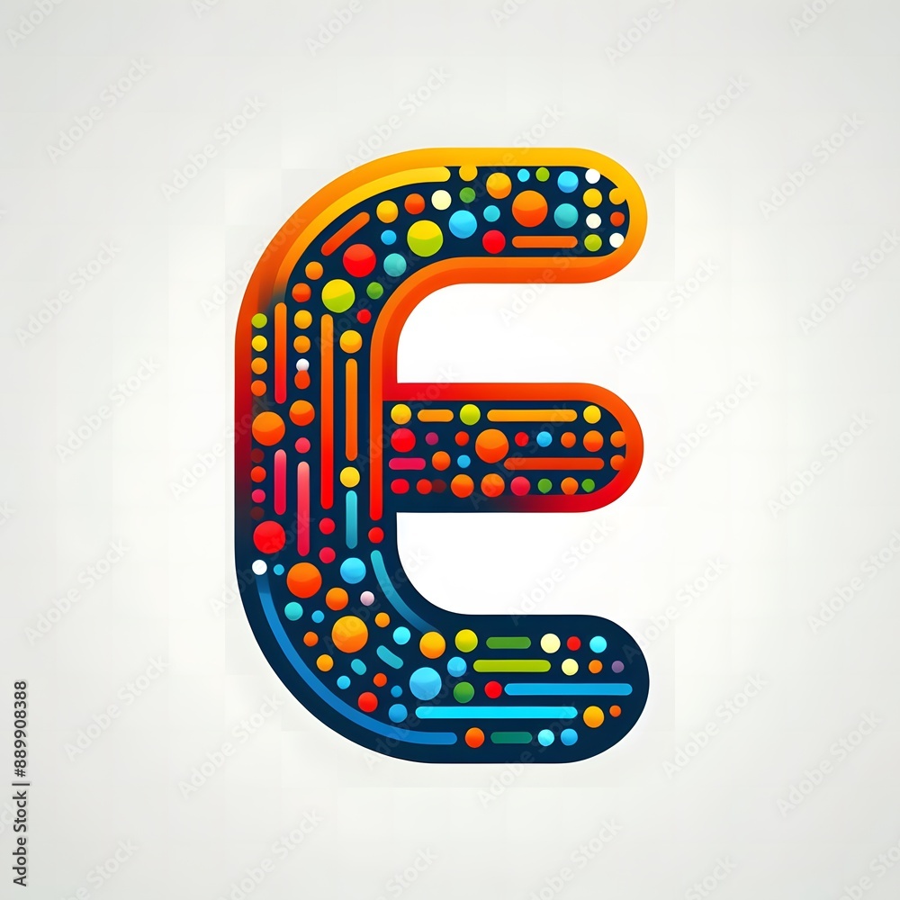 Fototapete AI Generate of Logo Letter E created using random color dots