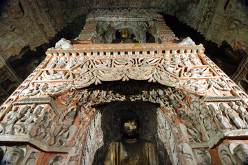 The Yungang Grottoes in Shanxi Province, China, began to be excavated during the Northern Wei...