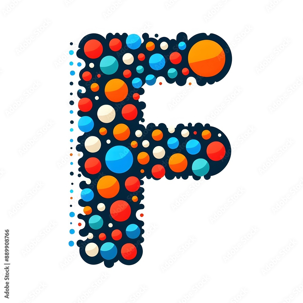 Fototapete AI Generate of Logo Letter F created using random color dots