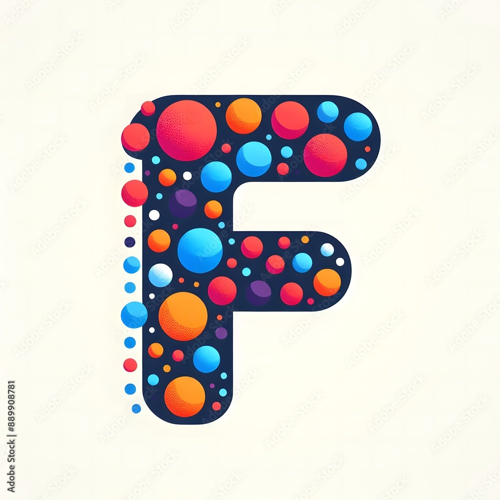 Fototapete AI Generate of Logo Letter F created using random color dots