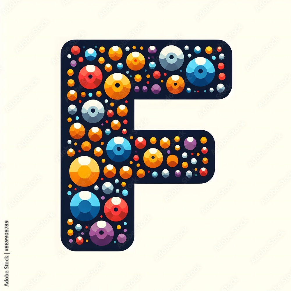 Fototapete AI Generate of Logo Letter F created using random color dots