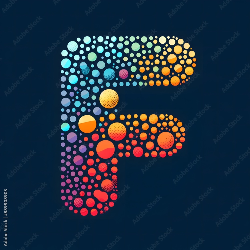 Fototapete AI Generate of Logo Letter F created using random color dots