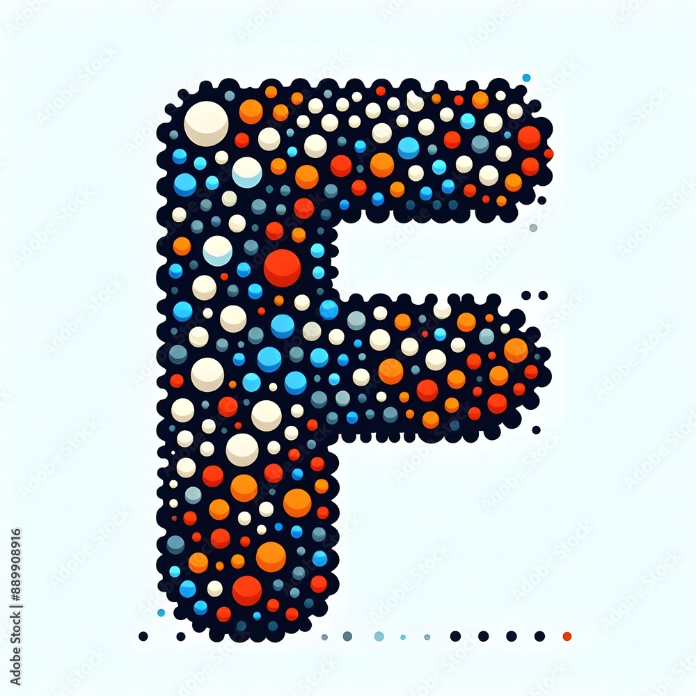 Fototapete AI Generate of Logo Letter F created using random color dots