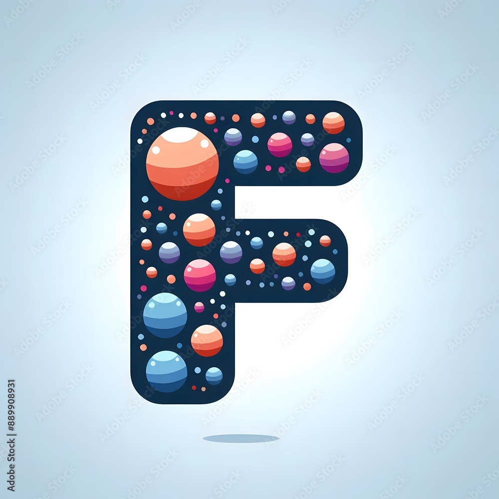 Fototapete AI Generate of Logo Letter F created using random color dots