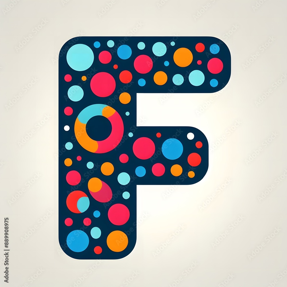 Fototapete AI Generate of Logo Letter F created using random color dots