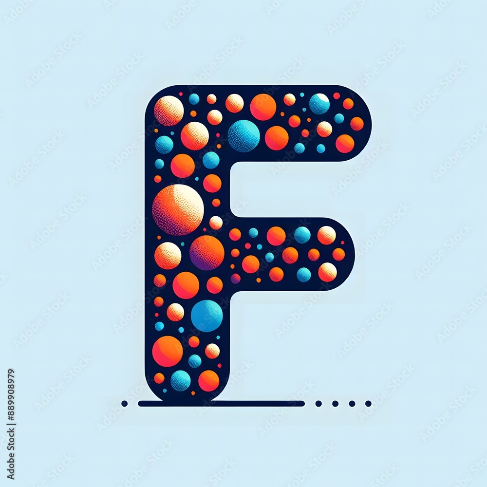 Fototapete AI Generate of Logo Letter F created using random color dots
