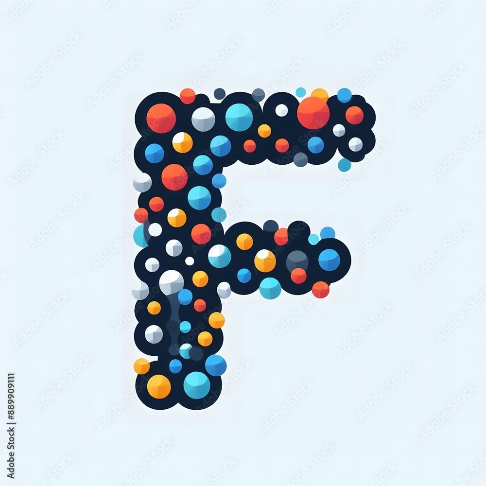 Fototapete AI Generate of Logo Letter F created using random color dots