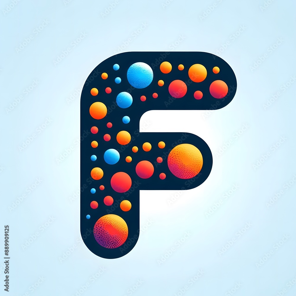 Fototapete AI Generate of Logo Letter F created using random color dots