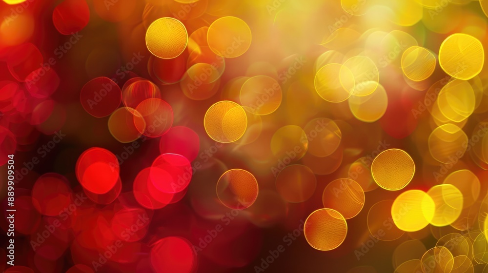 Aufkleber Circular Bokeh Background with Yellow and Red Light Reflections