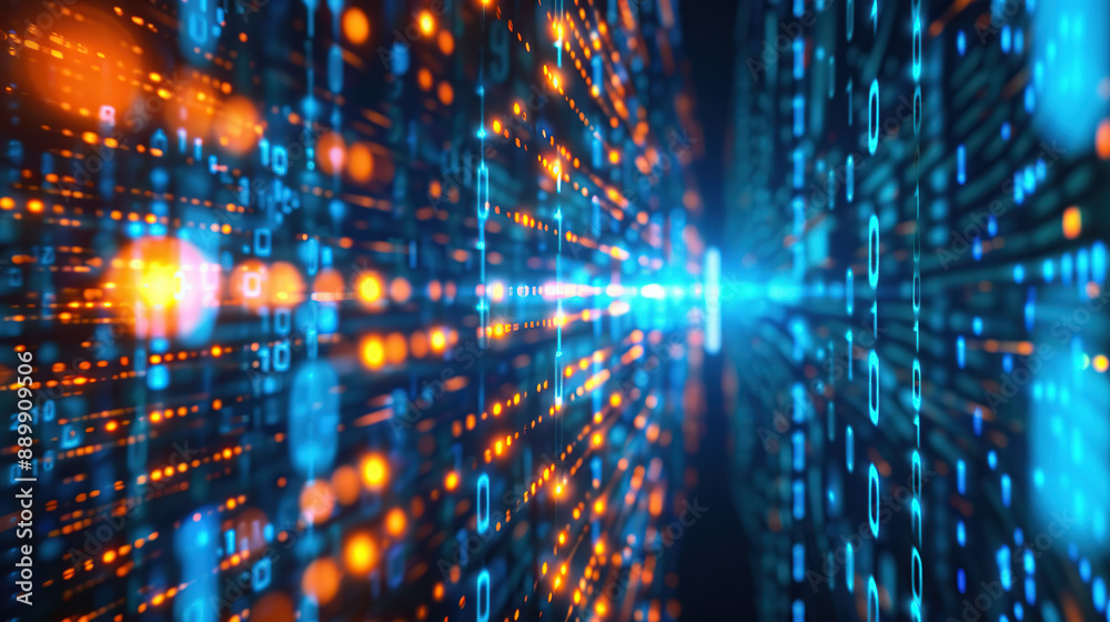 Wall mural abstract communication and future technology data flow