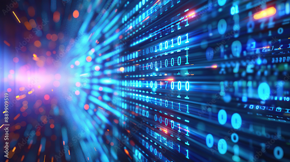 Wall mural abstract communication and future technology data flow