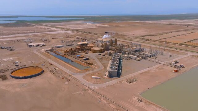 Aerial of Salton Sea Geothermal Power Plant and Lithium Production