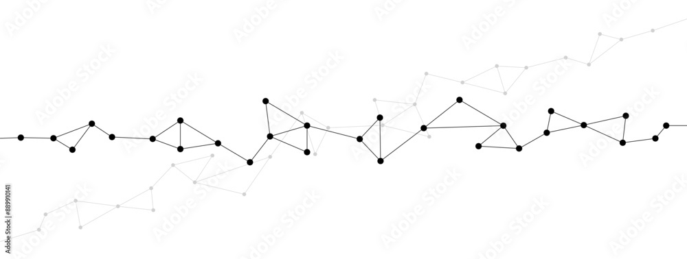 Poster Polygonal network connect lines and dots background template. Technology data transfer server global system graphic vector.	
