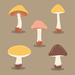 Cute Mushroom Fungus Toadstool Illustration Vector Cartoon Sticker