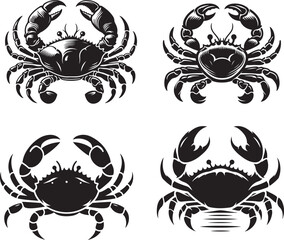 A set of crab silhouette vector design