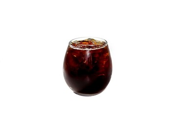 Americano ice coffee serving on white background and isolated concept.