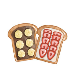 Sweet toast on white background