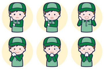 男性配達員のポーズセット_04