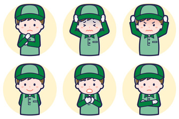 男性配達員のポーズセット_05