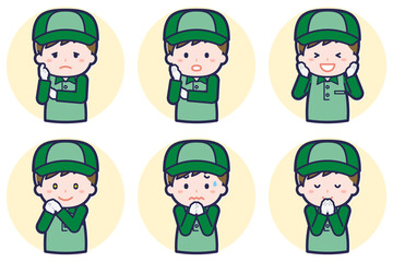 男性配達員のポーズセット_04