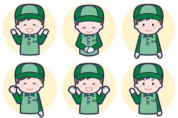 男性配達員のポーズセット_02