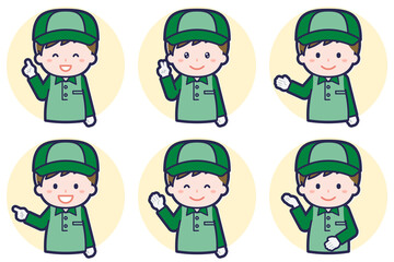 男性配達員のポーズセット_03