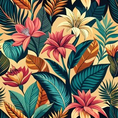 Fototapeta premium seamless pattern of bold and oversized botanical prints, making a statement in any space, Generative AI