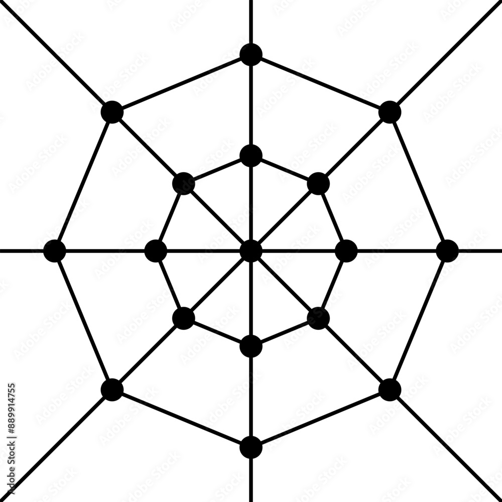 Poster Polygonal spider web vector. Network connect lines and dots.

