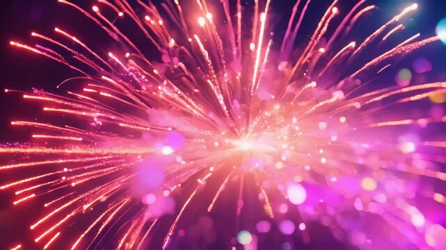 Colorful Firework Celebration with Bright Exploding Patterns against Night Sky