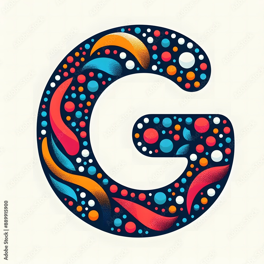 Fototapete AI Generate of Logo Letter G created using random color dots