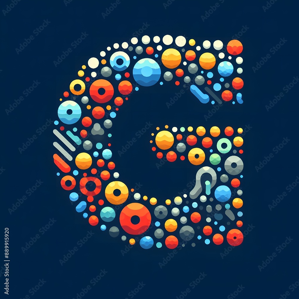 Fototapete AI Generate of Logo Letter G created using random color dots