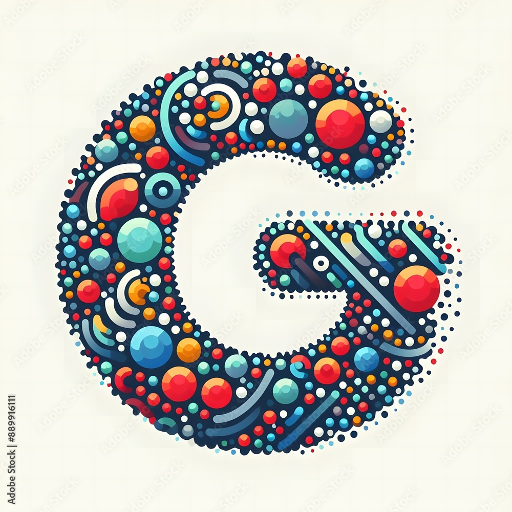 Fototapete AI Generate of Logo Letter G created using random color dots