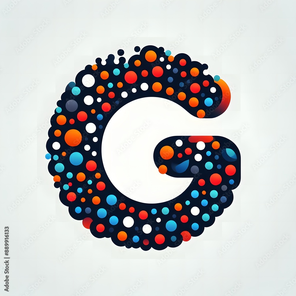 Fototapete AI Generate of Logo Letter G created using random color dots