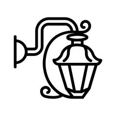 Vector black line icon for Wall lamp