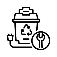 Vector black line icon for Garbage disposal repair