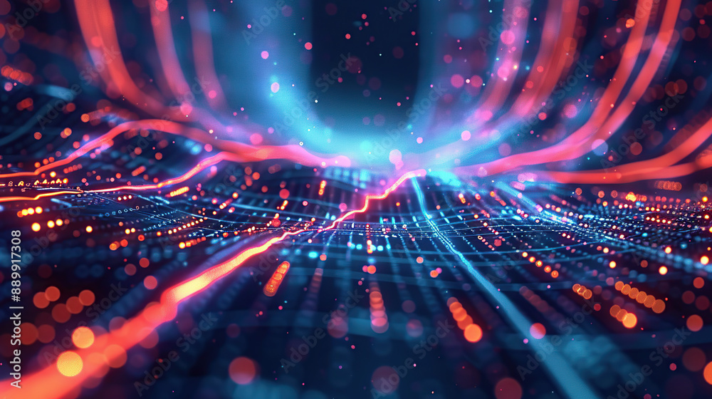 Wall mural abstract communication and future technology data flow