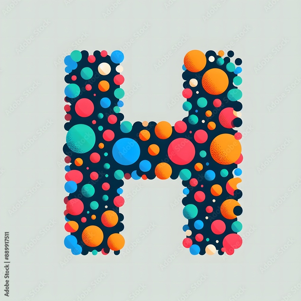 Fototapete AI Generate of Logo Letter H created using random color dots